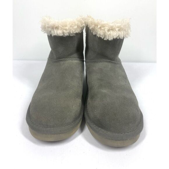 UGG Koolaburra Grey Suede Shearling Fur Lined Bootie Boots Women Size 5 - Picture 2 of 8